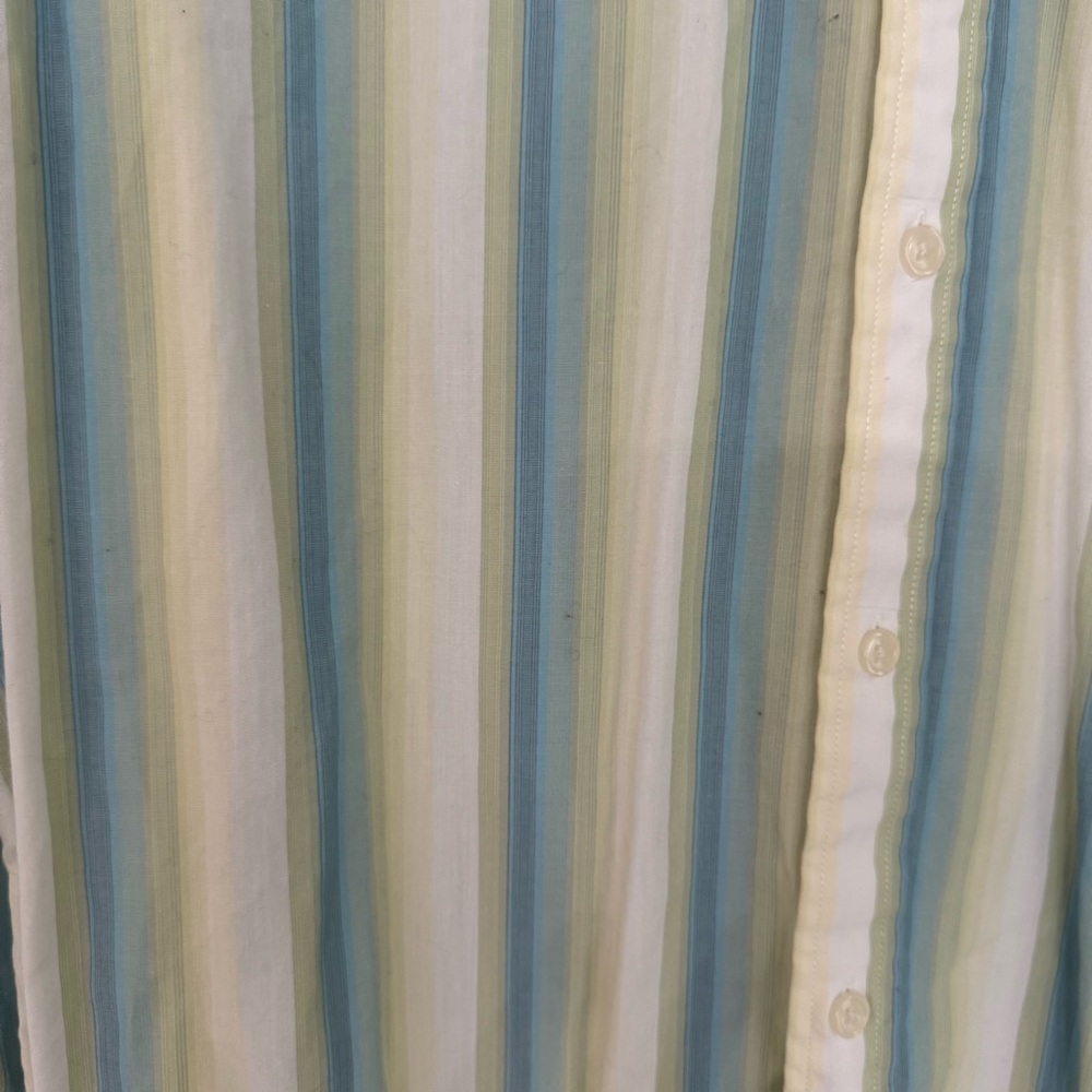 DKNY Men’s Striped Classic Cut Dress Shirt Blue Green White Size XL 100% Cotton - Picture 4 of 6